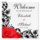 Red Rose Black Flourish Wedding Welcome