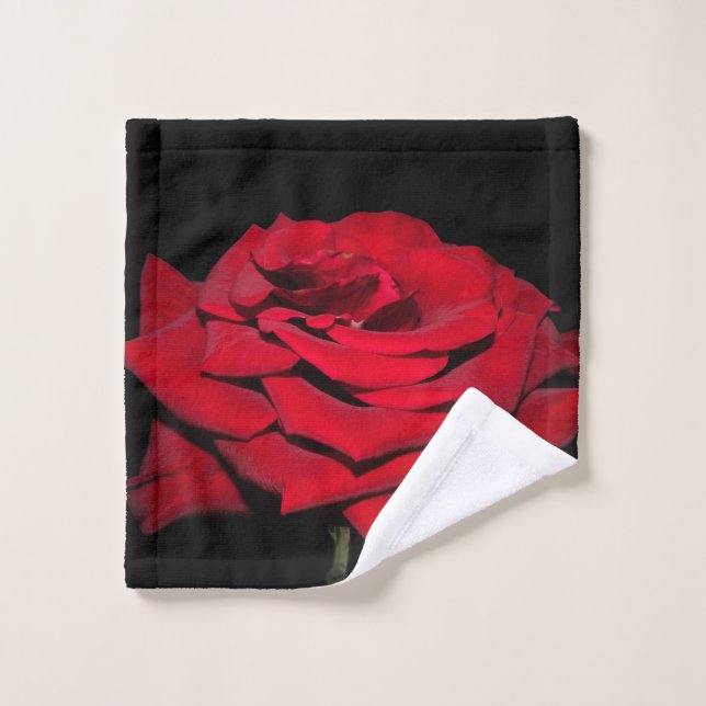 Red Rose - Black Wash Cloth (Wash Cloth)