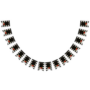 Red Rose, Black, White & Gold Stripe - Bunting