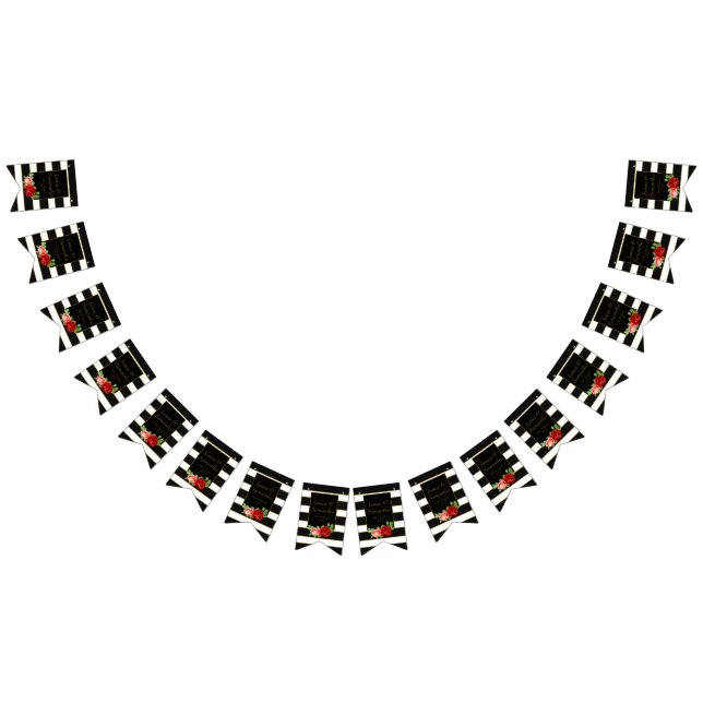 Red Rose, Black, White & Gold Stripe - Bunting (All)
