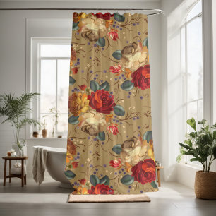 Red rose blossom decorative  shower curtain