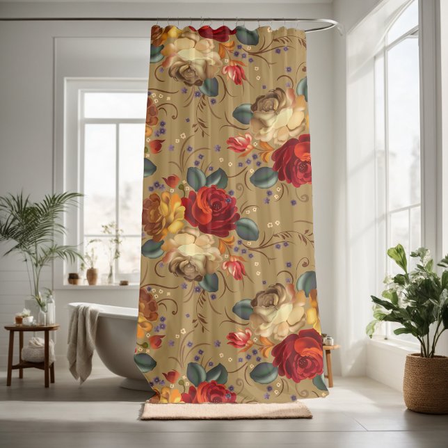Red rose blossom decorative  shower curtain (Creator Uploaded)