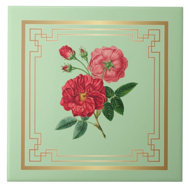 Red Rose Blossoms Tile (Front)