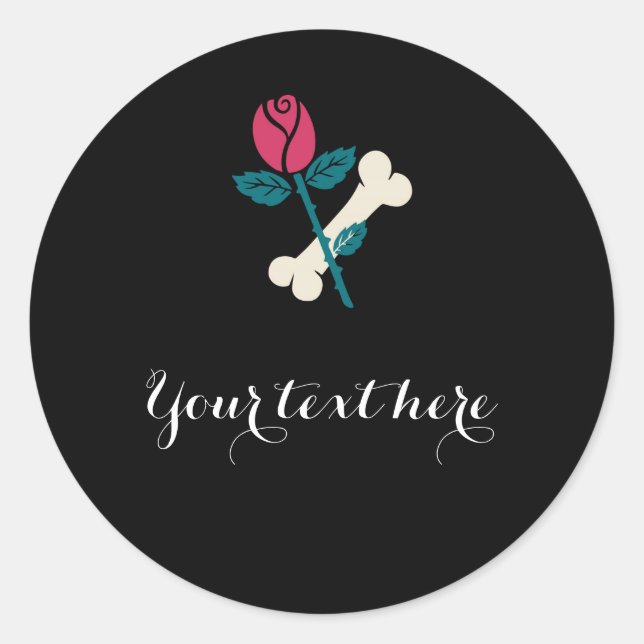 Red Rose & Bone Dia de Los Muertos Halloween Party Classic Round Sticker (Front)