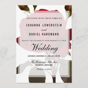 Red Rose Botanical Wedding Modern Invitation