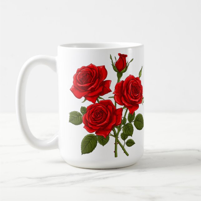 Red Rose Bouquet Coffee Mug (Left)