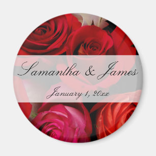 Red Rose Bouquet Personal Wedding Magnet
