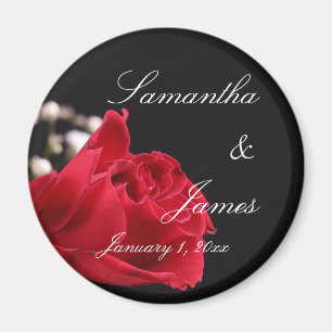 Red Rose Bouquet Personal Wedding Magnet