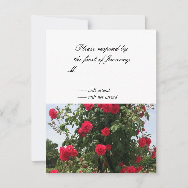 Red Rose Bouquet RSVP Reply Card (Front)