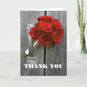 Red Rose Bouquet Thank You Card