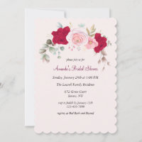 Red Rose Bridal Shower Invitation