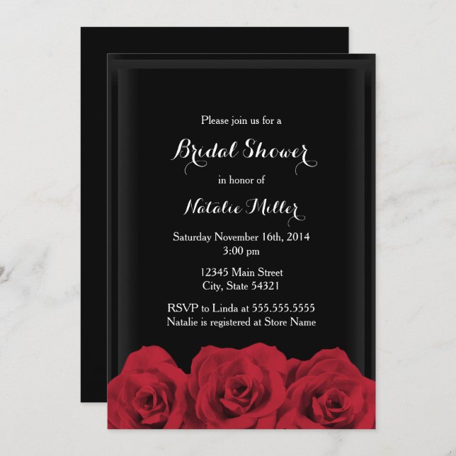 Red Rose Bridal Shower Invite (Front/Back)