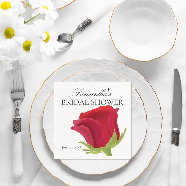 Red Rose Bridal Shower Napkins (Creator Uploaded)