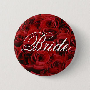 Red rose bride button