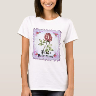 Red Rose bride custom wedding t-shirt