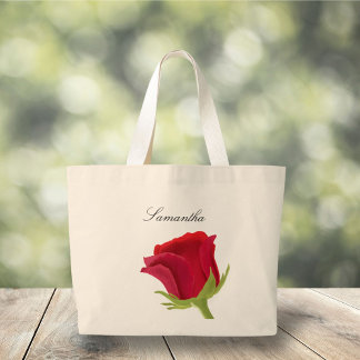 Red rose Bridesmaid Name Large Tote Bag