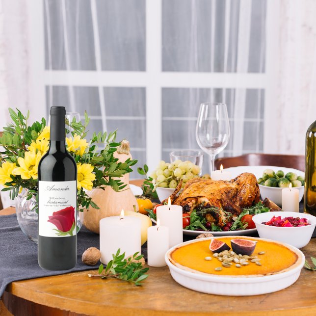 Red Rose Bridesmaid Proposal  Wine Label (Creator Uploaded)