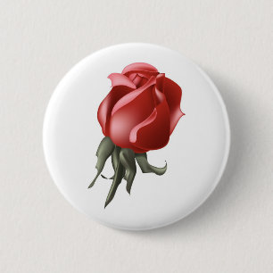 Red Rose Bud 6 Cm Round Badge