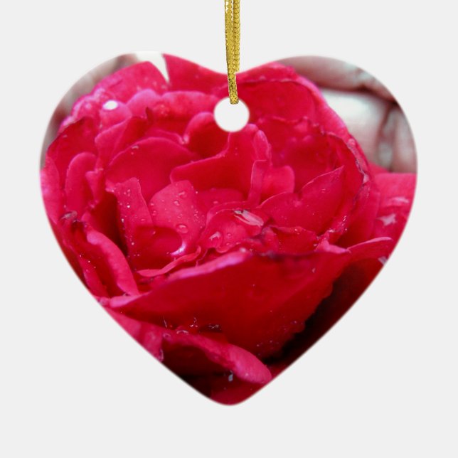 Red Rose Ceramic Tree Decoration (Front)