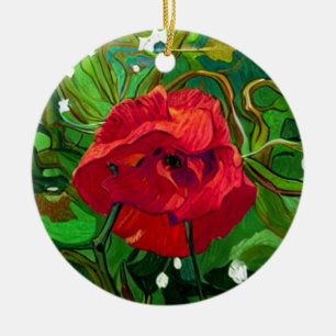 RED ROSE CERAMIC TREE DECORATION