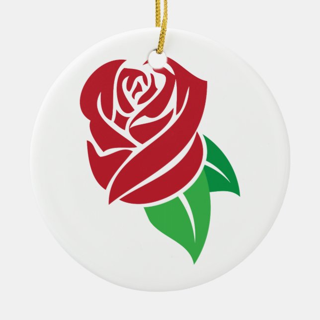 Red Rose Ceramic Tree Decoration (Front)