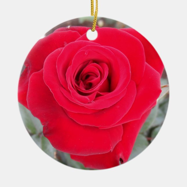 Red Rose Ceramic Tree Decoration (Front)