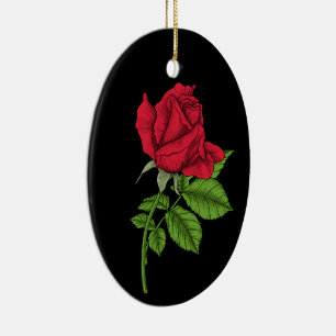 Red rose ceramic tree decoration