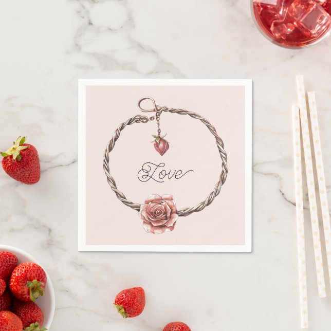 Red Rose Charm Bracelet Napkin (Insitu)