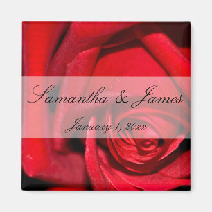 Red Rose Close Up Personal Wedding Magnet