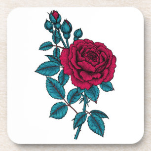 Red rose coaster