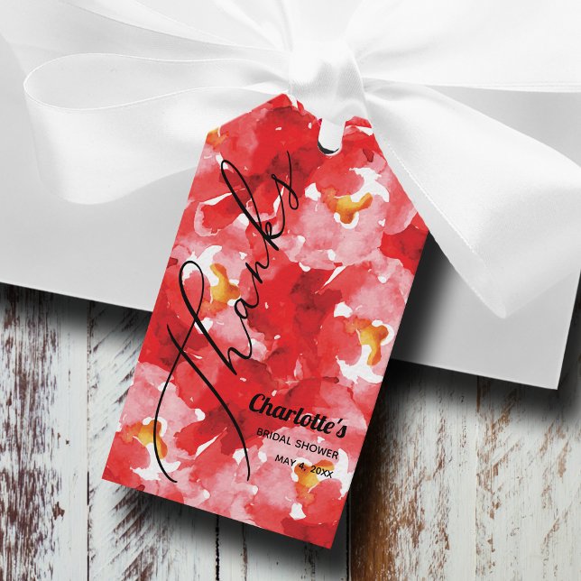 Red Rose Collage Thank You Favour Gift Tag (Red roses collage bridal shower personalized thank you favor gift tags)