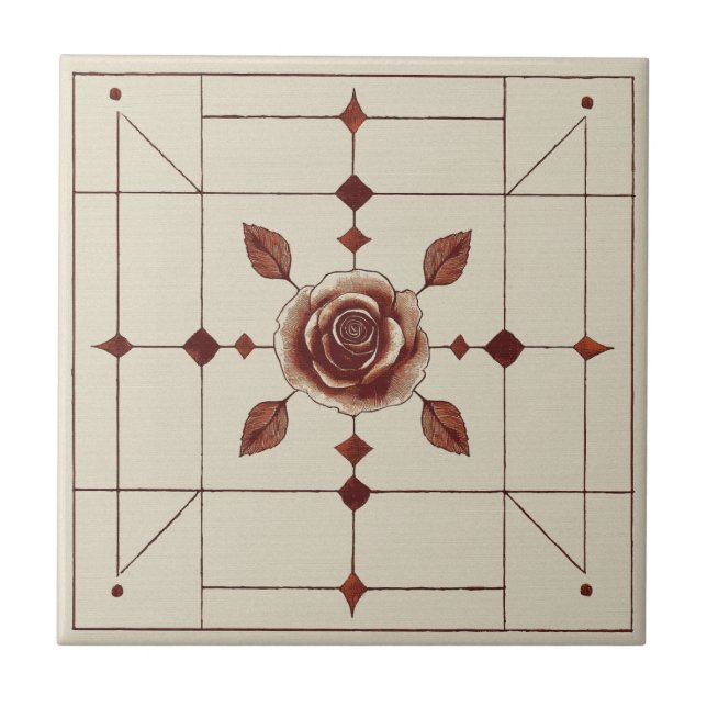 Red Rose Craftsman Style Tile (Front)