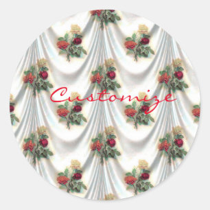 Red rose curtain Thunder_Cove Classic Round Sticker