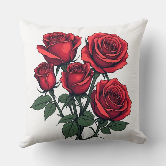 Red Rose Cushion Pillow (Back)