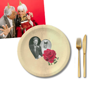 Red Rose custom Anniversary Paper Plate