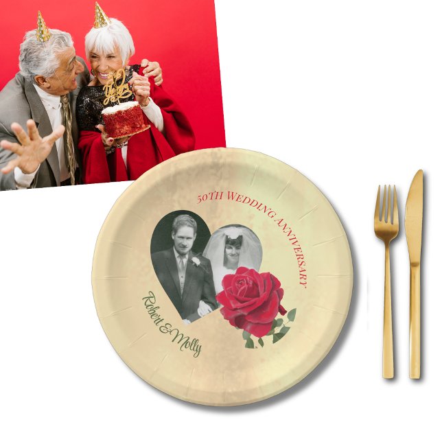 Red Rose custom Anniversary  Paper Plate (Creator Uploaded)