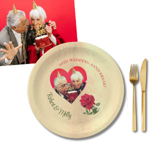 Red Rose custom Anniversary  Paper Plate