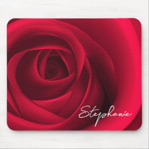 Red Rose Custom Name Gift Mouse Pad