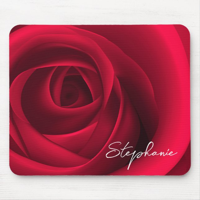 Red Rose | Custom Name Gift Mouse Pad (Front)