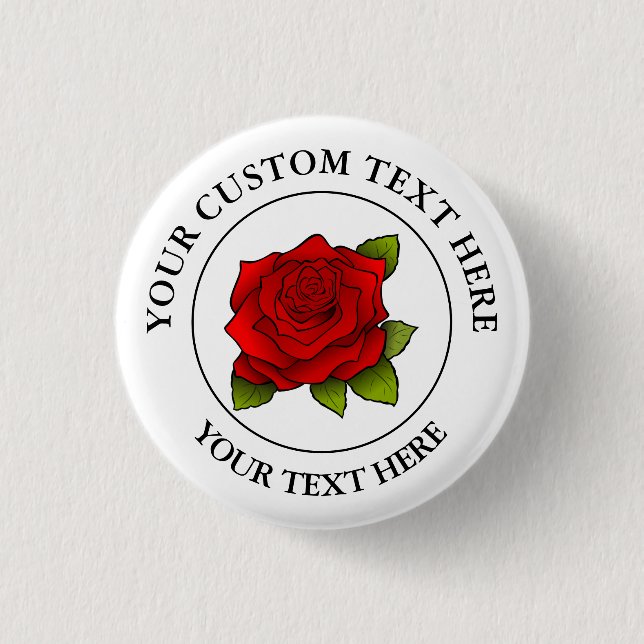 Red Rose Custom Text Icon Logo 3 Cm Round Badge (Front)