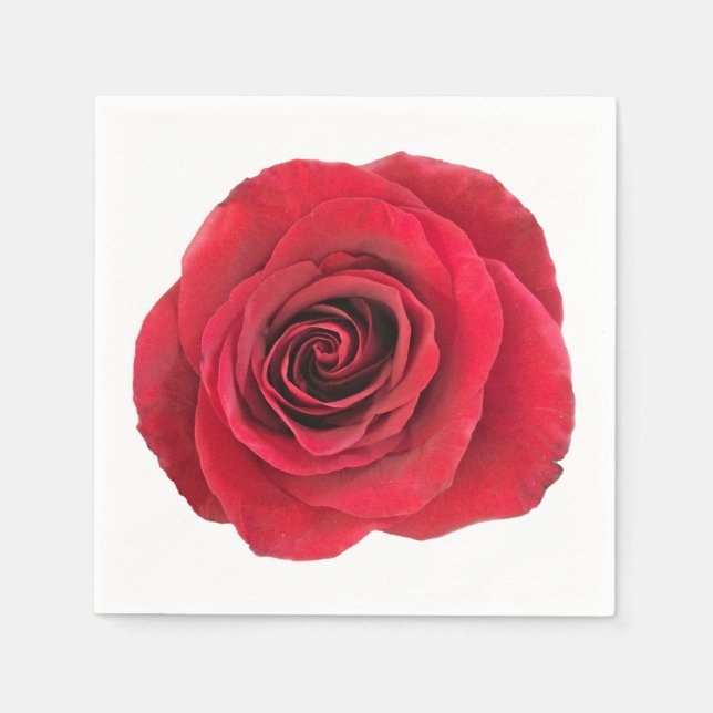 Red Rose Custom White Napkins (Front)