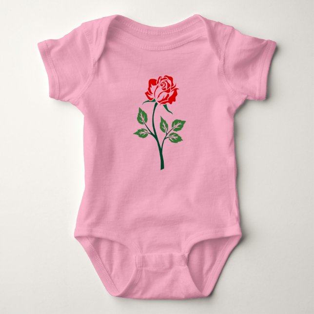 Red Rose Customisable Baby Bodysuit (Front)