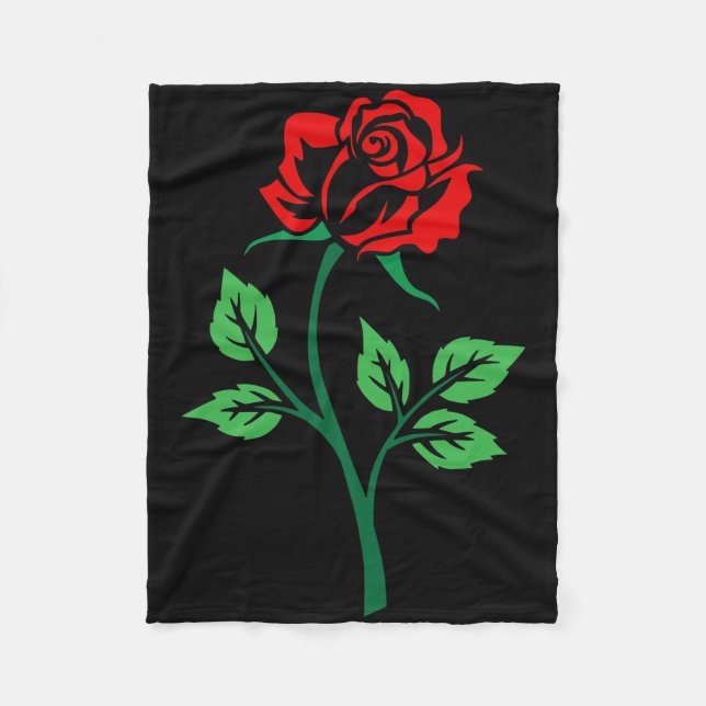 Red Rose Customisable Fleece Blanket (Front)