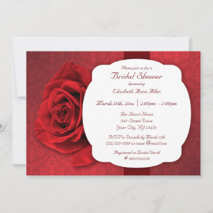Red Rose Damask Bridal Shower Invitations