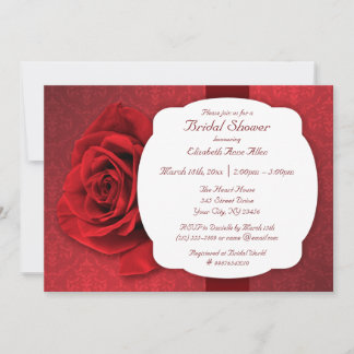Red Rose Damask Bridal Shower Invitations