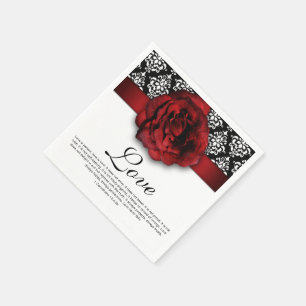 Red Rose Damask Love Wedding Anniversary Napkin