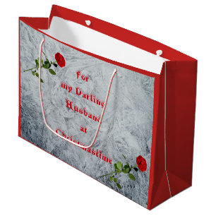 Red Rose Darling Husband at Christmas design Large Gift Bag