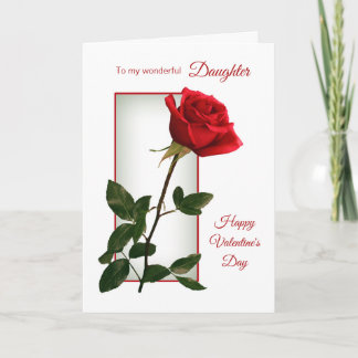 Red rose, Daughter Valentine's Day Holiday Card