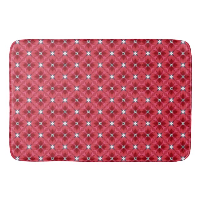 Red Rose Diamond Geometric Pattern Bath Mat (Front)