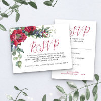 Red Rose Elegant Quinceanera Pre-Addressed RSVP